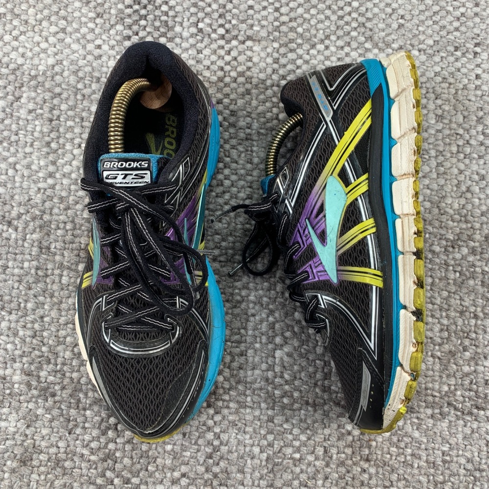 Brooks Adrenaline GTS 17 Women 8 Black Blue Purple Running Shoes Dad Mom Shoes